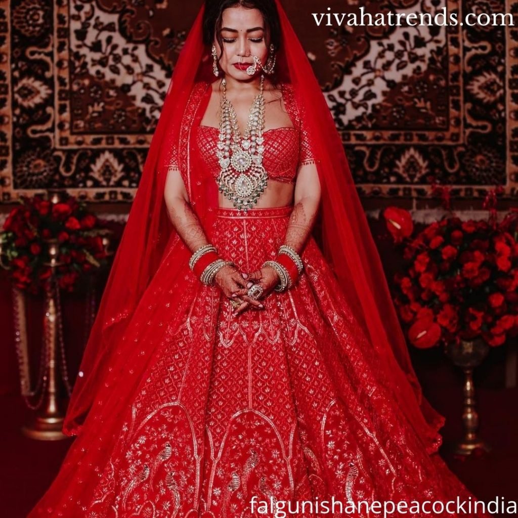 Neha kakkar's Bridal Lehenga Red &Pale Pink 